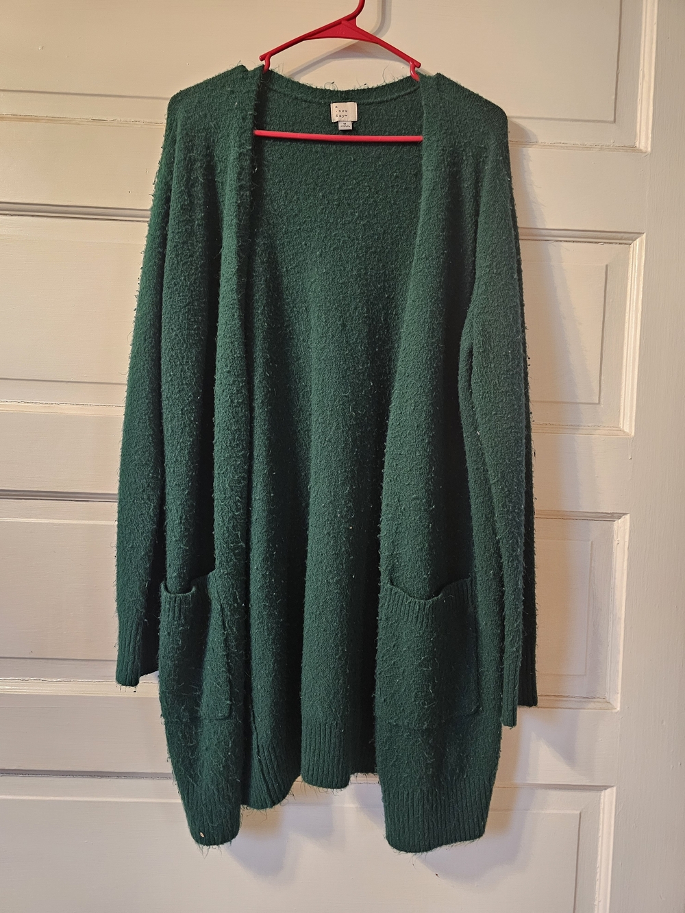 Cozy Oversized Open-Front Green Women's Cardigan Sweater Medium